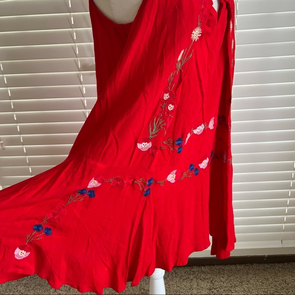Umgee Size Medium Red Floral Mini Summer Bohemian Dress Sleeveless Cottagecore - Picture 8 of 13
